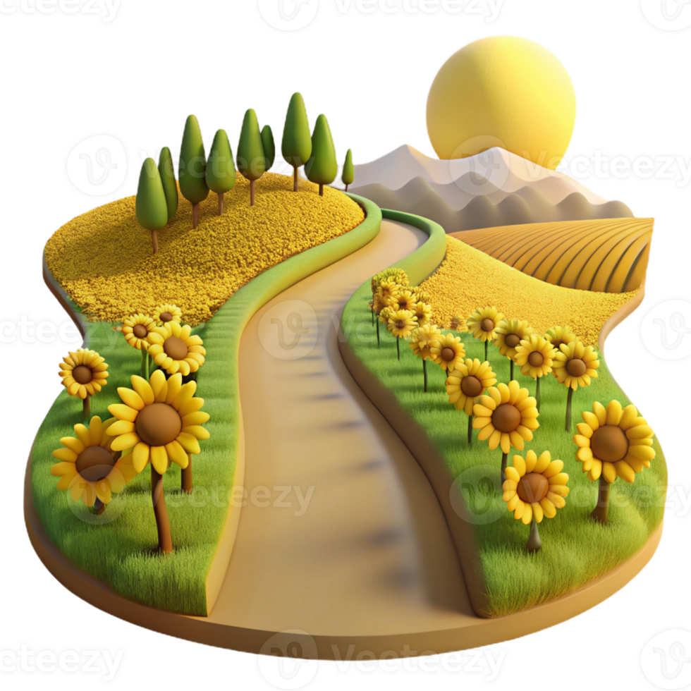 elegant rustic A Winding Dirt Road Through a Sun Drenched professional png