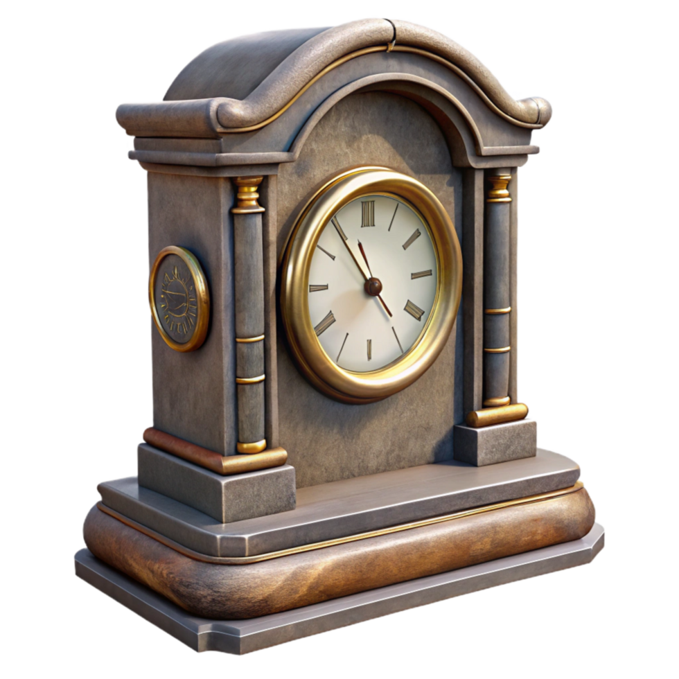 impressive traditional Antique Mantle Clock Side View Transparent Background professional png
