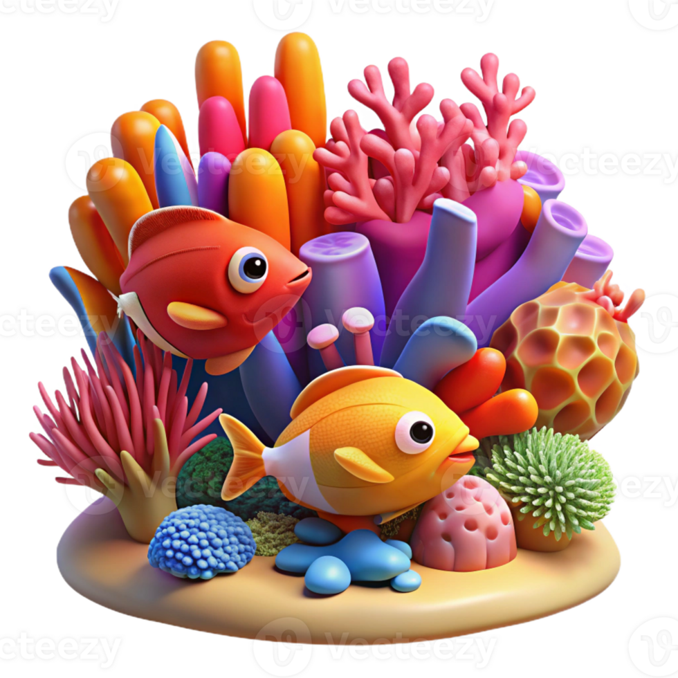 vibrant minimalist A Vibrant Coral Reef Teeming with Color premium png