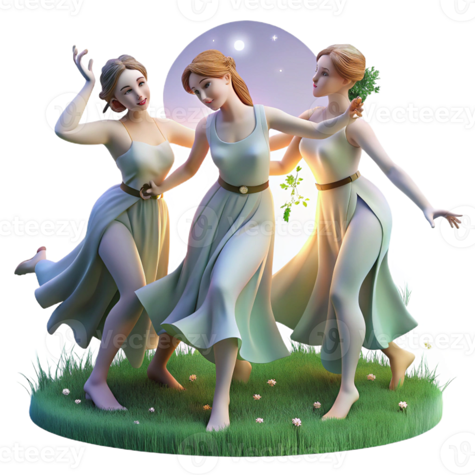 stunning classic A Group of Nymphs Dancing in a Moonlit Me high resolution png