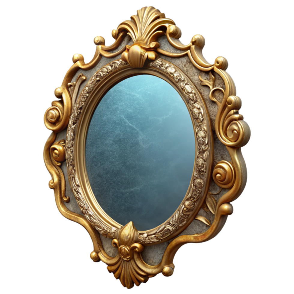impressive rustic Antique Mirror Gilded Frame Transparent Background professional png