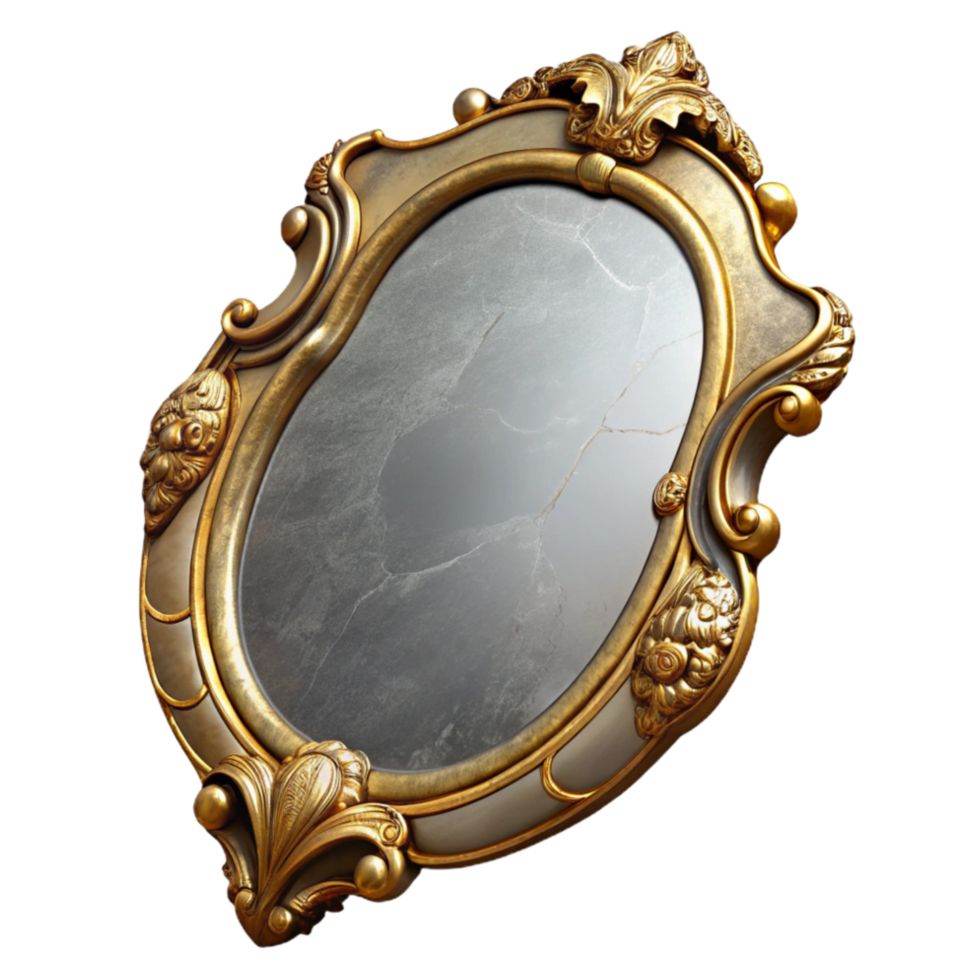 dramatic traditional Antique Mirror Gilded Frame Transparent Background professional png