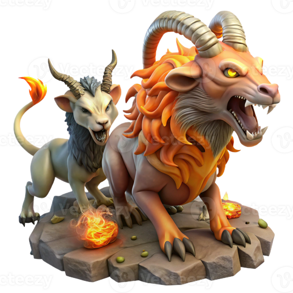 serene abstract A Chimera a Fire Breathing Creature Wit original png