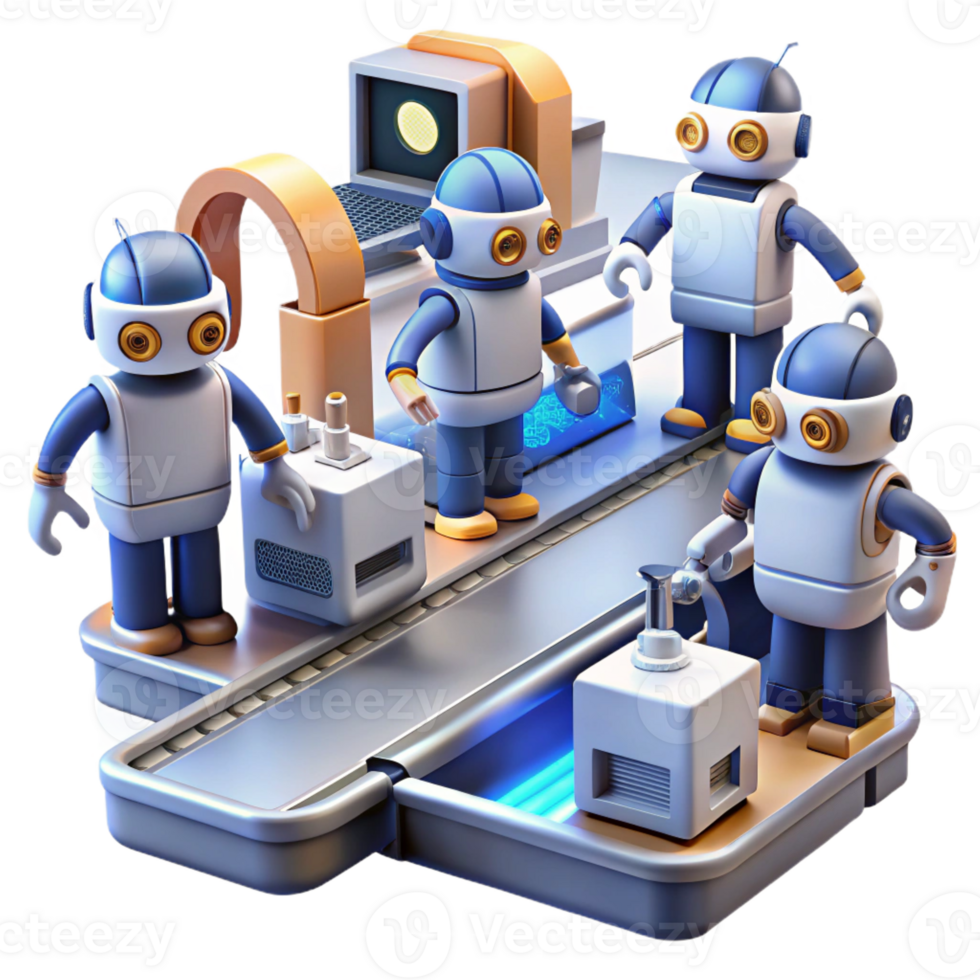 elegant minimalist A Group of Robots Working on an Assembly premium png