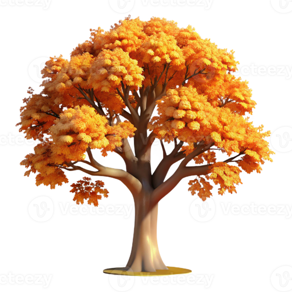 wonderful minimalist Majestic Oak Tree in Autumn 4K png