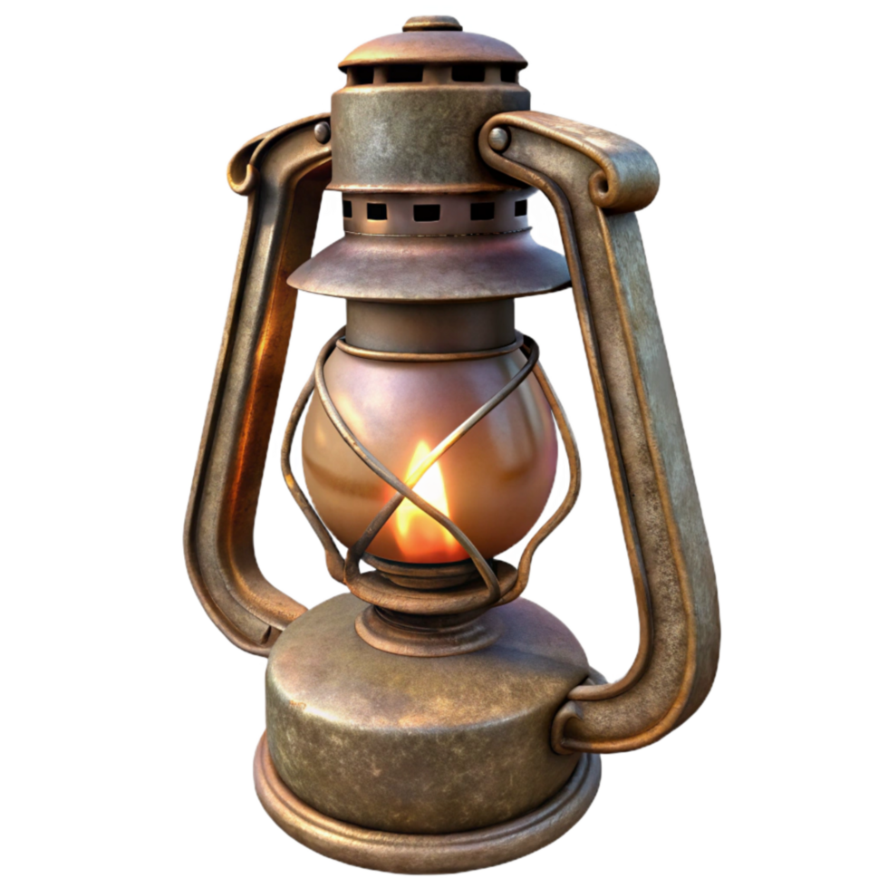 serene creative Antique Oil Lamp with Lit Wick authentic png