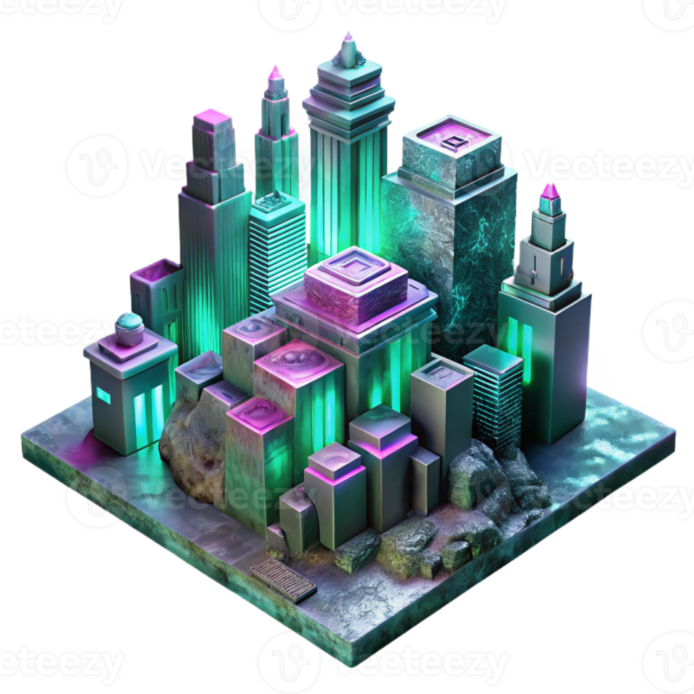 extraordinary artistic A Towering Cyberpunk Cityscape Built on T original png
