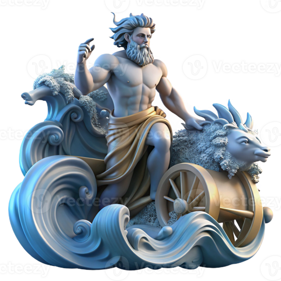 beautiful classic Poseidon Commanding a Tempestuous Sea W detailed png