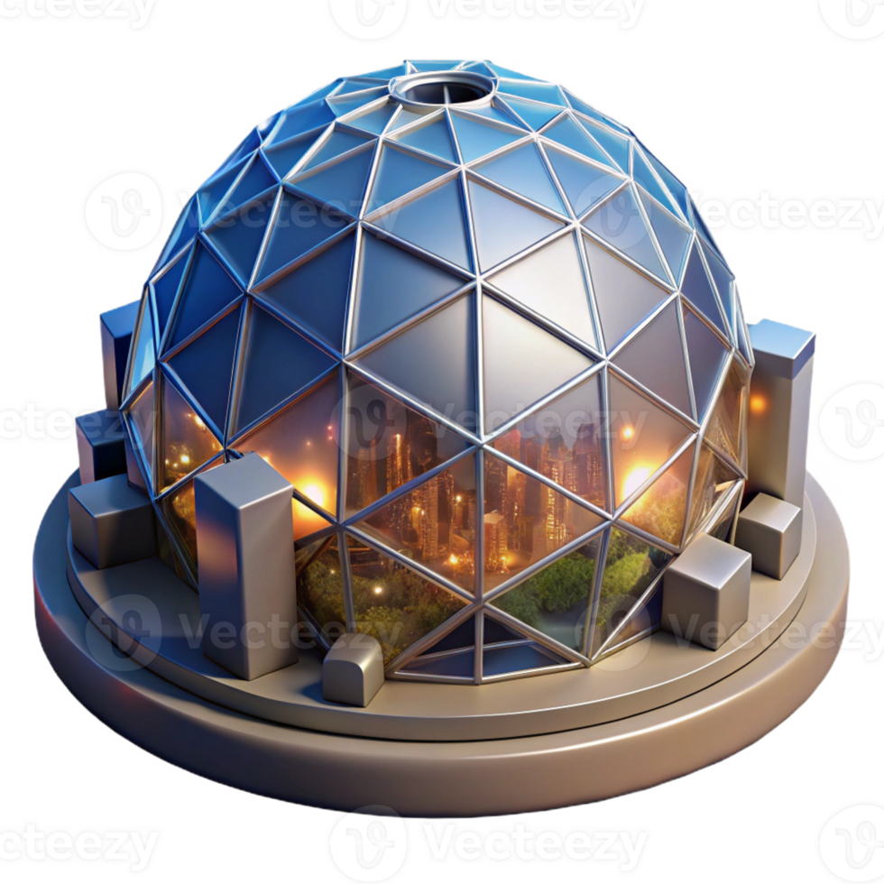dramatic contemporary A Giant Geodesic Dome Housing a Futurist high quality png