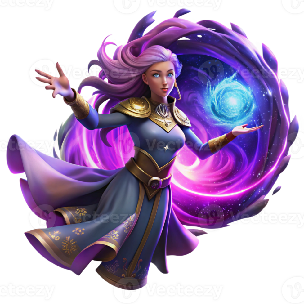 vibrant contemporary A Powerful Sorceress Summoning a Swirling exclusive png
