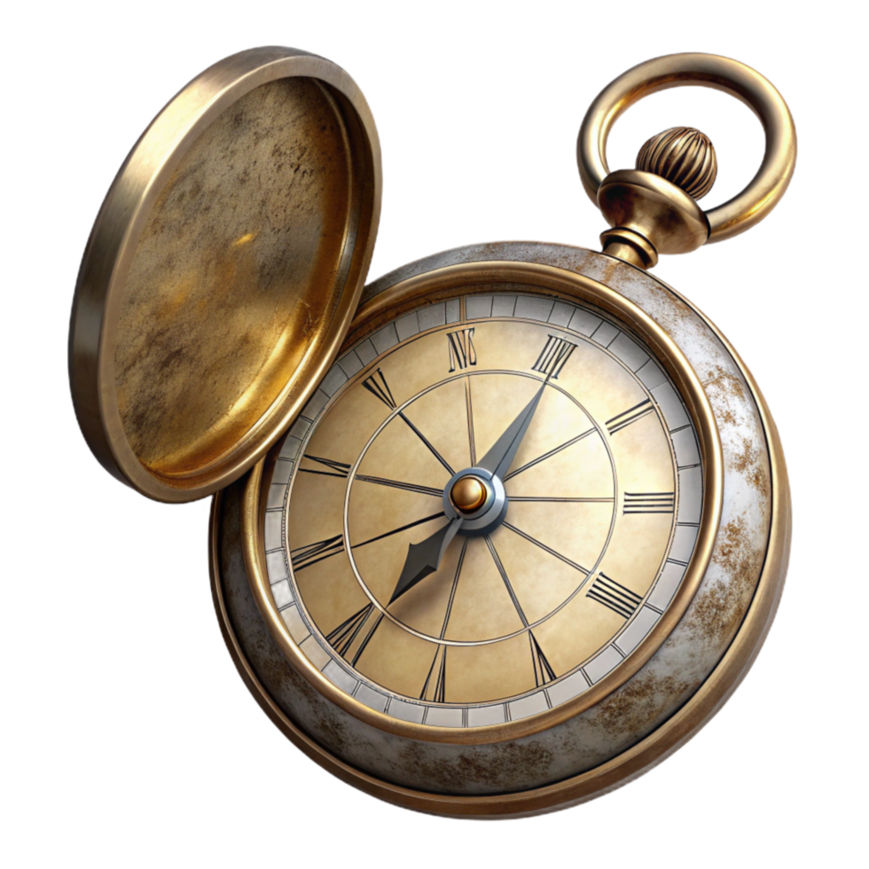 wonderful vintage Antique Pocket Watch Transparent Background Open Face professional png