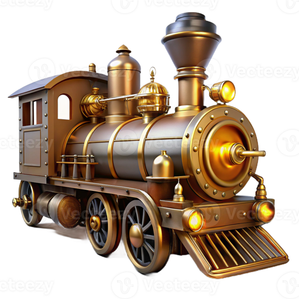 beautiful minimalist A Steampunk Train Intricate Engine and G professional png