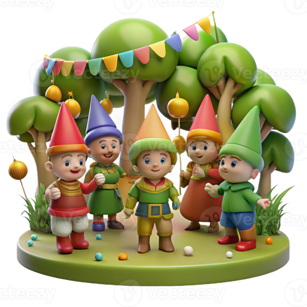 vibrant minimalist Elves Celebrating a Festival premium png