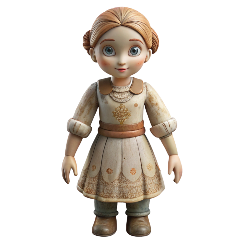 magnificent traditional Antique Porcelain Doll Standing Pose Transparent Background high quality png