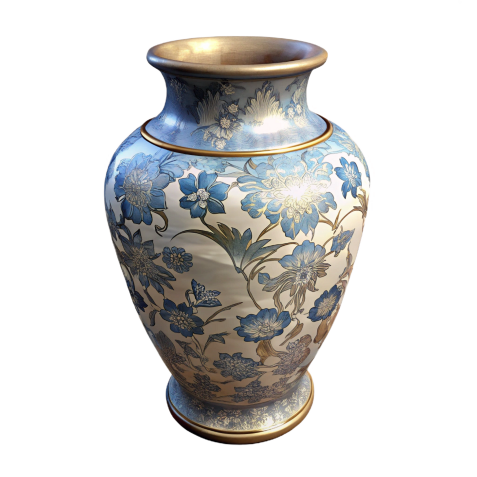impressive artistic Antique Porcelain Vase Floral Pattern Transparent Background professional png