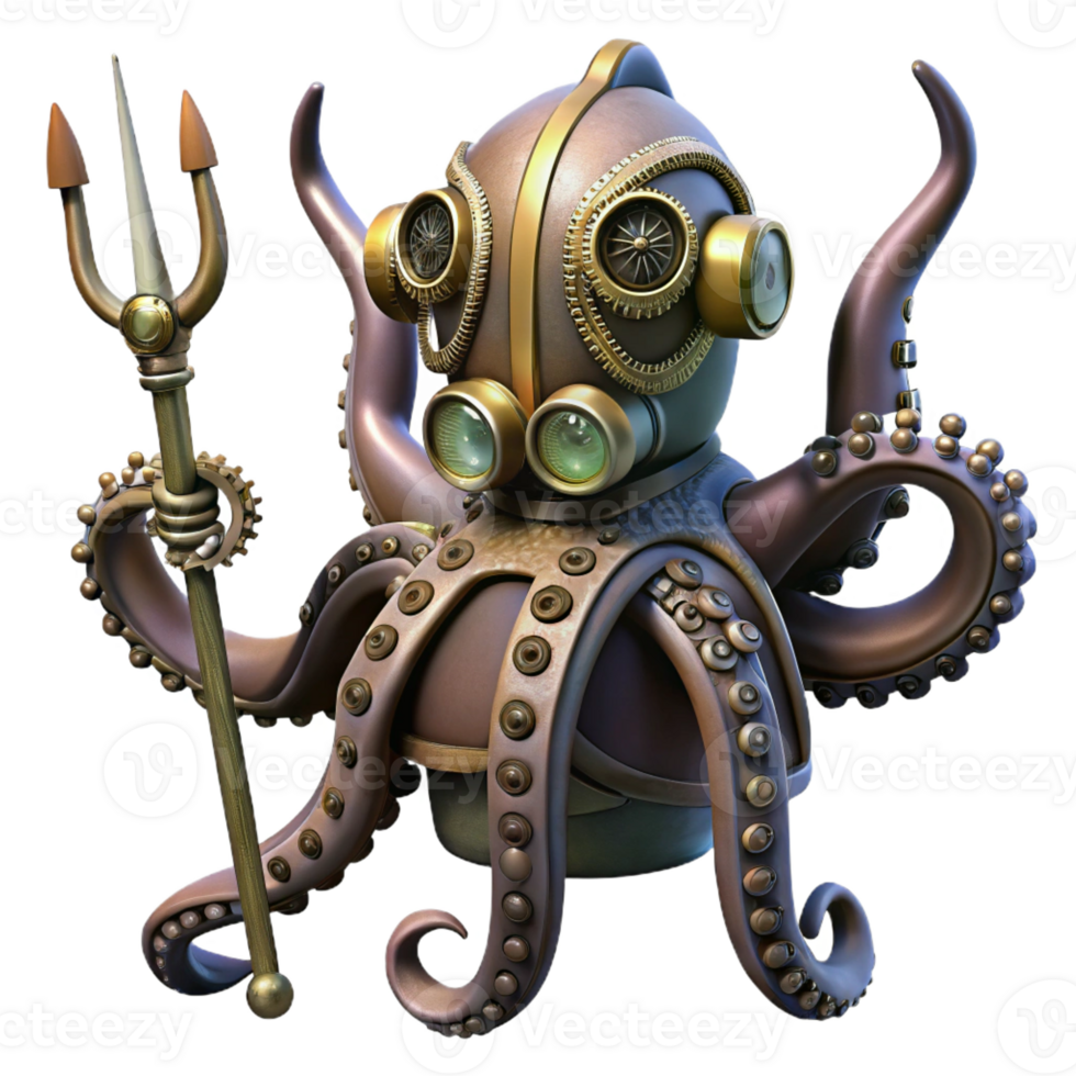 wonderful classic A Steampunk Octopus Wielding a Mechanical exclusive png