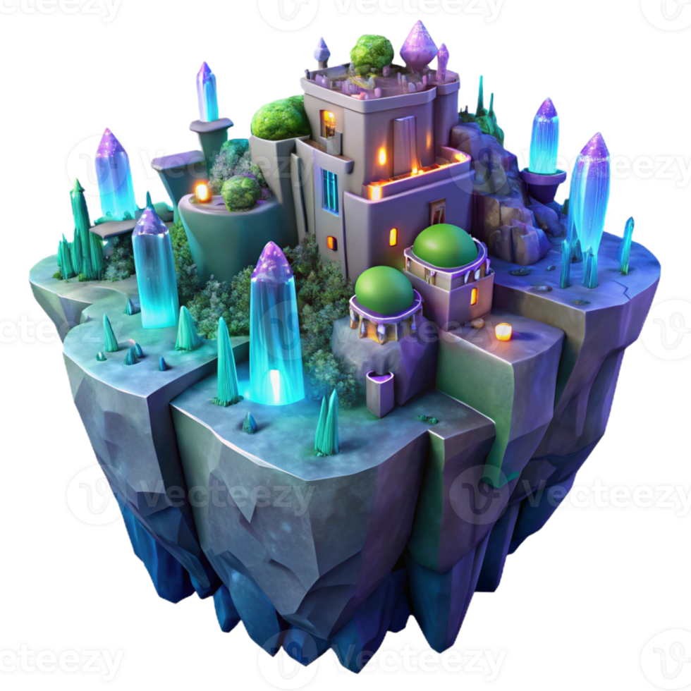 magnificent minimalist A Vibrant Alien City Built Into the Side professional png