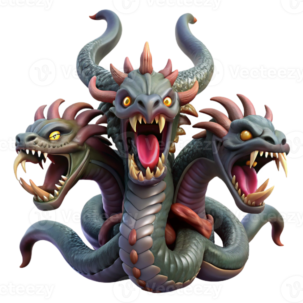 magnificent classic A Fierce Hydra with Multiple Heads Regene genuine png