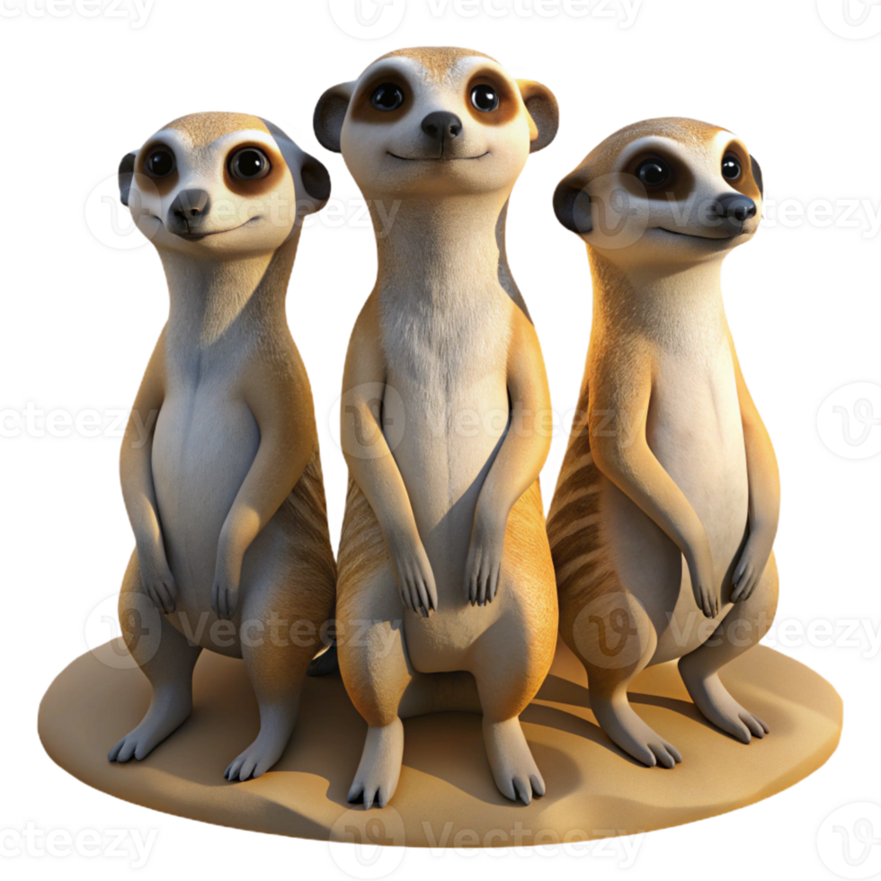 extraordinary rustic A Group of Meerkats Standing Guard Des genuine png