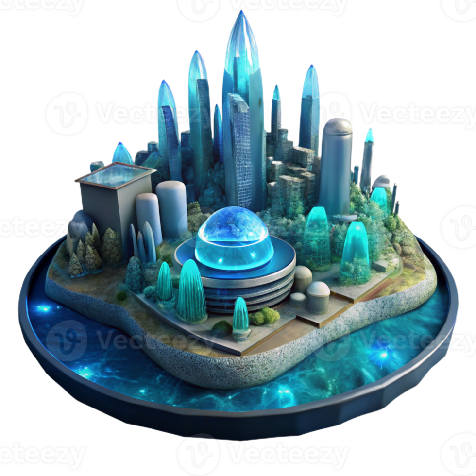 serene creative A Futuristic City Built on the Ocean Flo genuine png