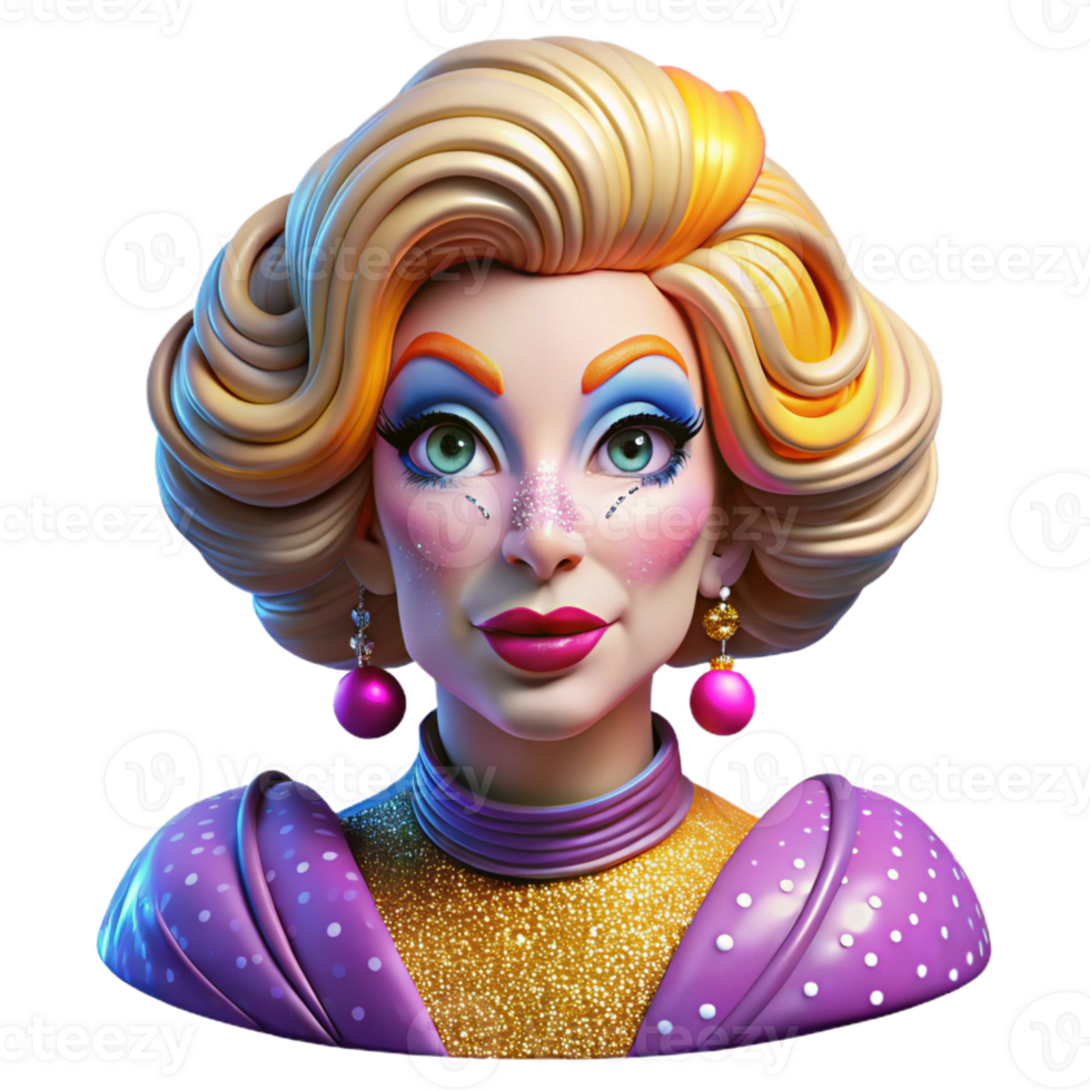 beautiful vintage Portrait of a Glamorous Drag Queen with Ex authentic png