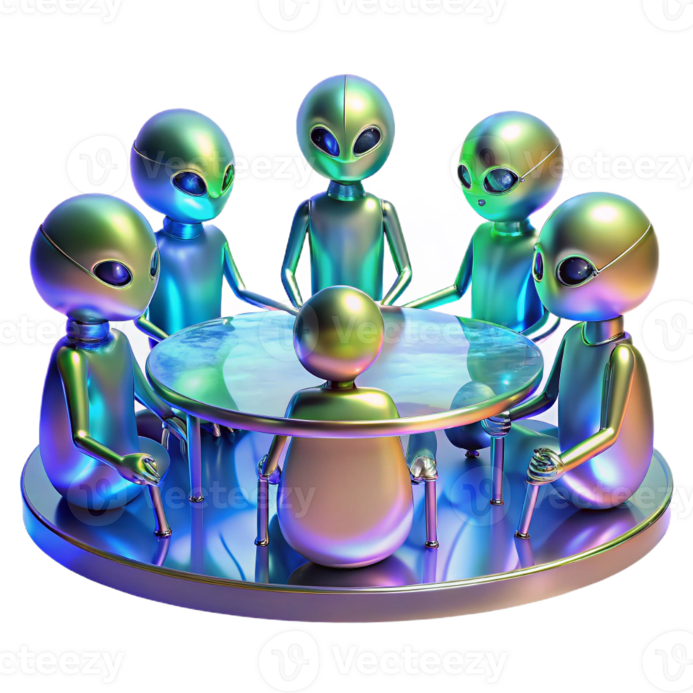 dramatic minimalist A Group of Alien Diplomats with Iridescen detailed png