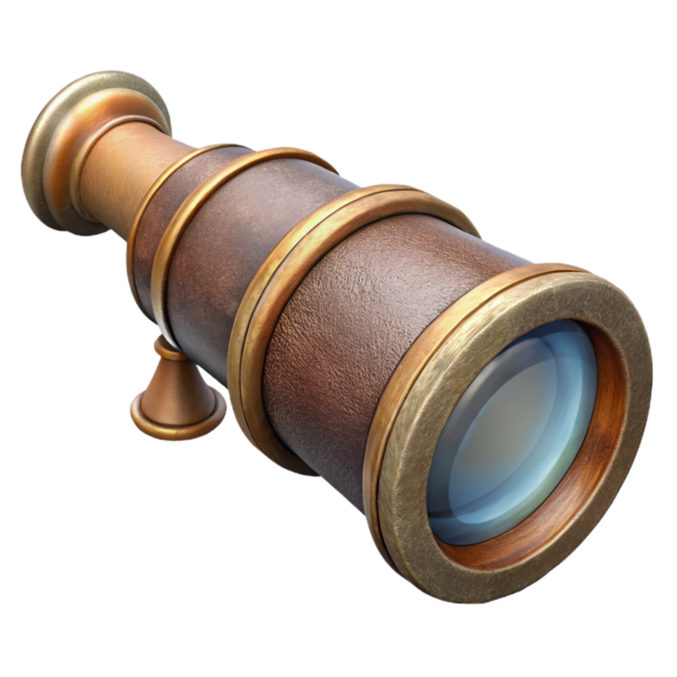 serene rustic Antique Spyglass with Extended Lens high resolution png