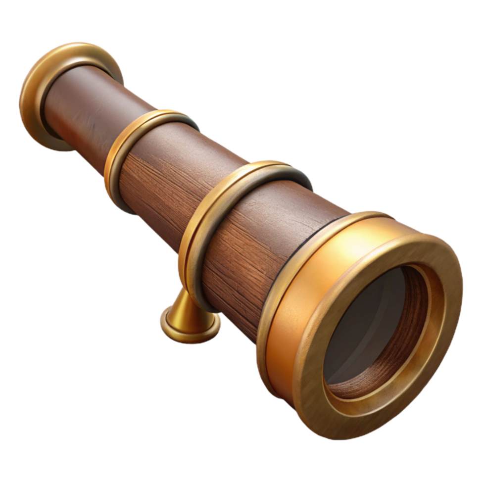 vibrant traditional Antique Spyglass with Wooden Handle genuine png