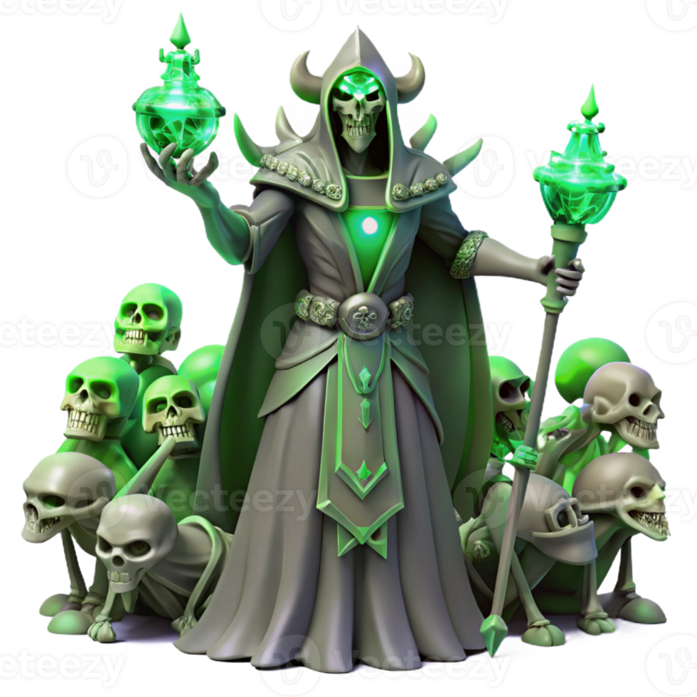 elegant minimalist A Powerful Lich Raising an Army of Skel 4K png