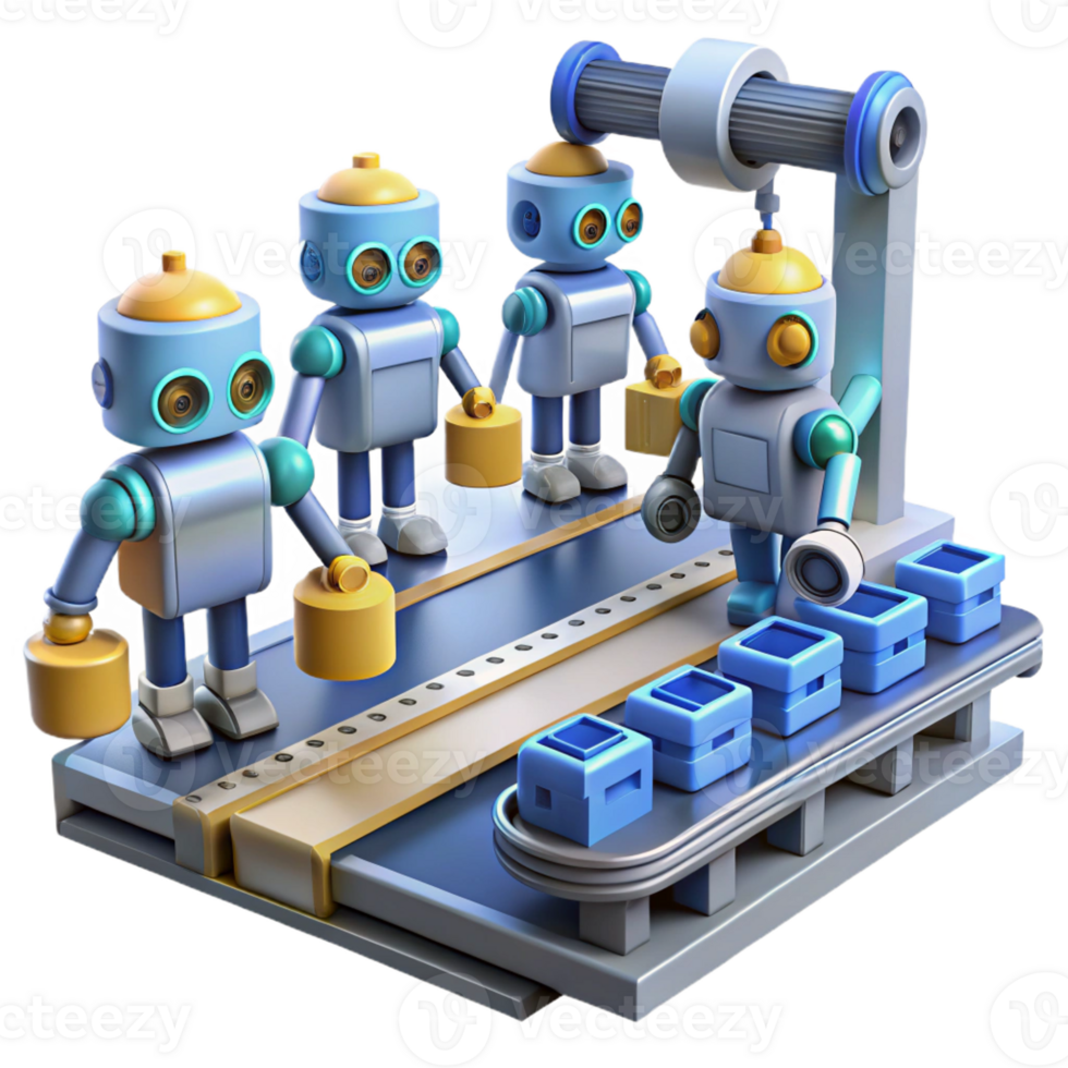 magnificent classic Robots Working on Assembly Line genuine png