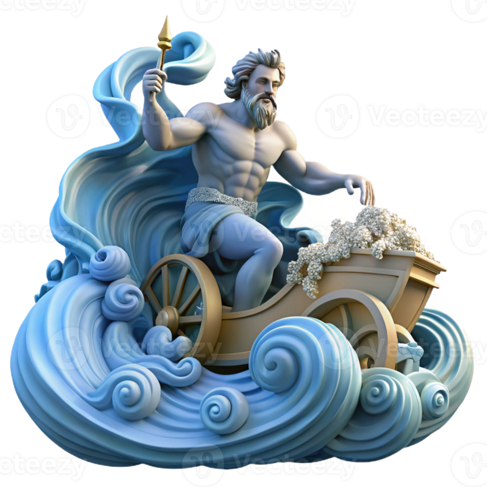 dramatic artistic Poseidon Commanding a Tempestuous Sea W high quality png