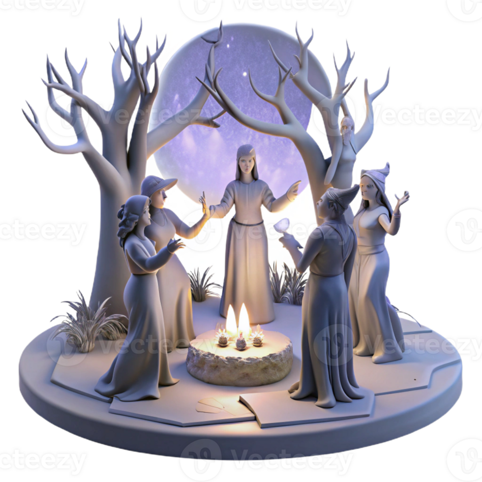 elegant minimalist A Group of Dryads Performing a Ritual In professional png