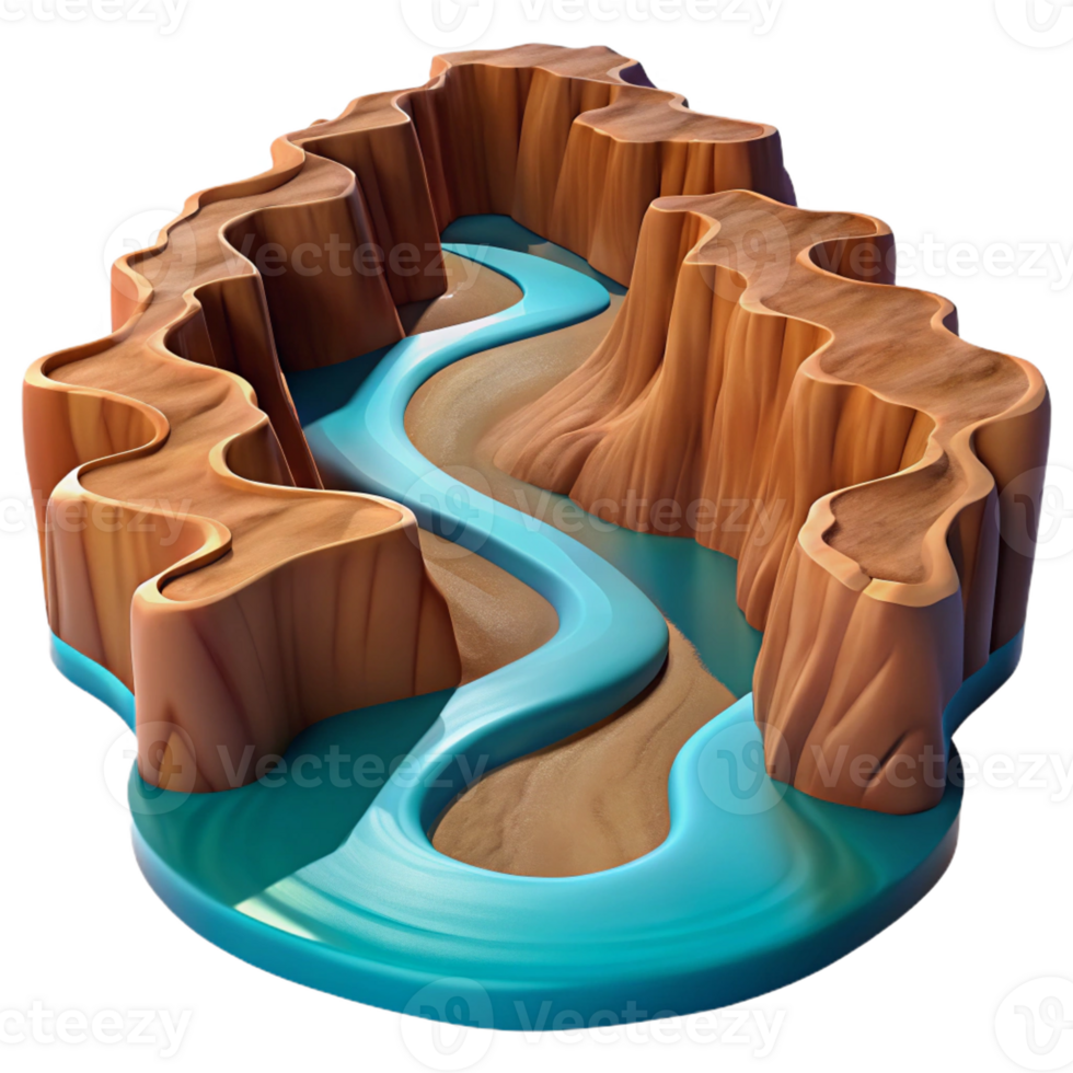elegant vintage A Winding River Cutting Through a Canyon high quality png