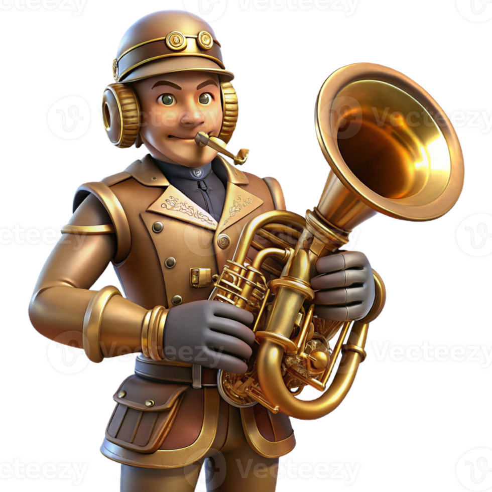 wonderful classic Steampunk Musician Playing Trumpet high resolution png