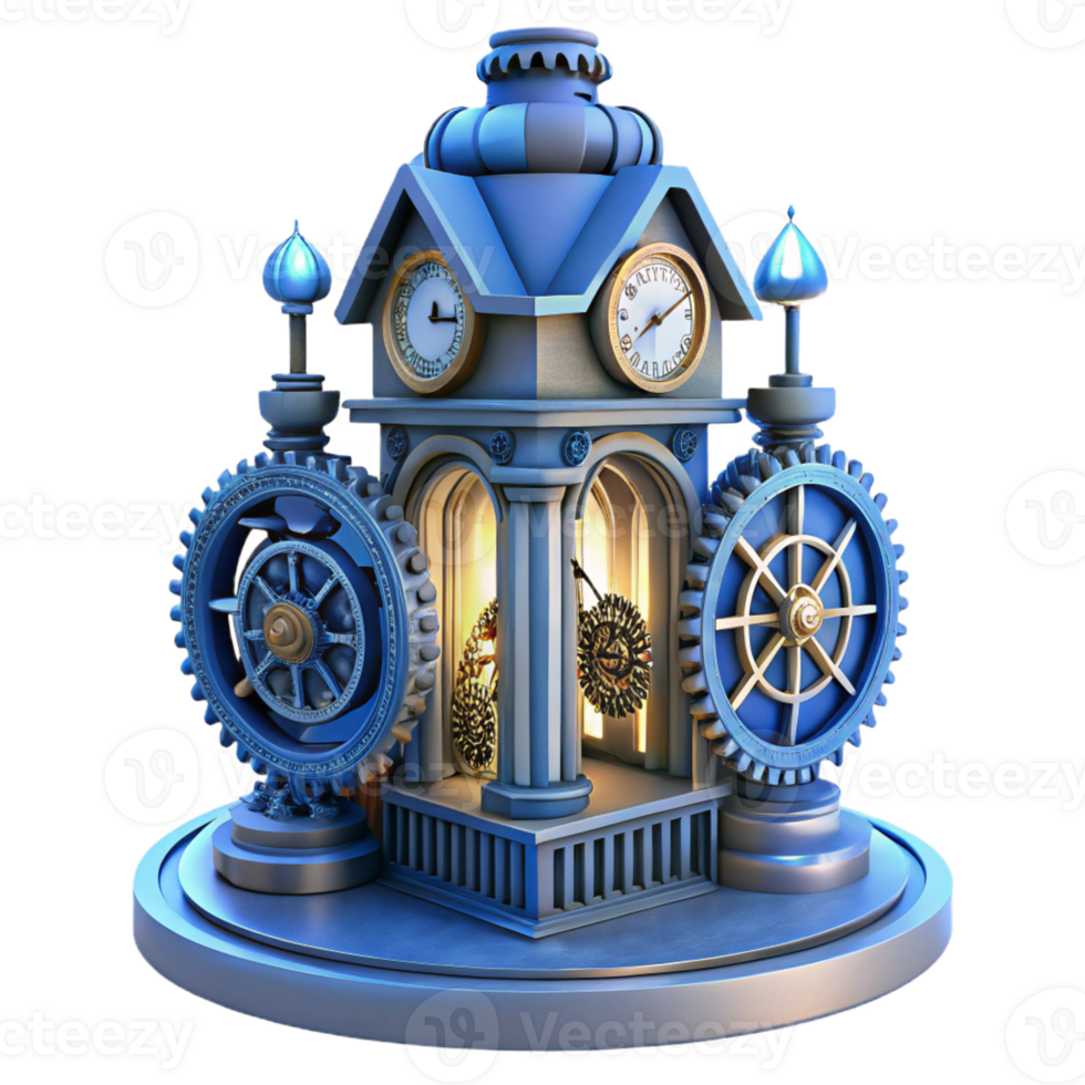 wonderful vintage Grand Steampunk Clock Tower authentic png