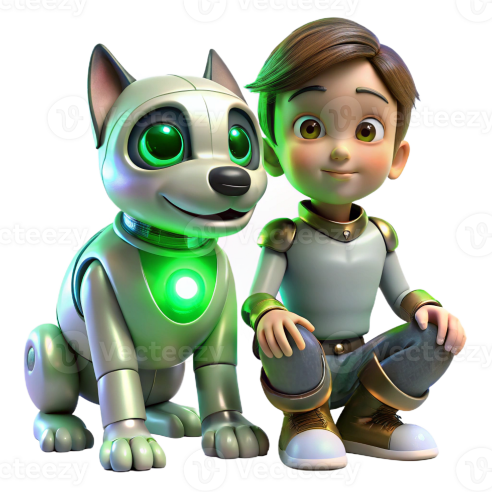 vibrant abstract A Robot Dog with Glowing Green Eyes Sit 4K png