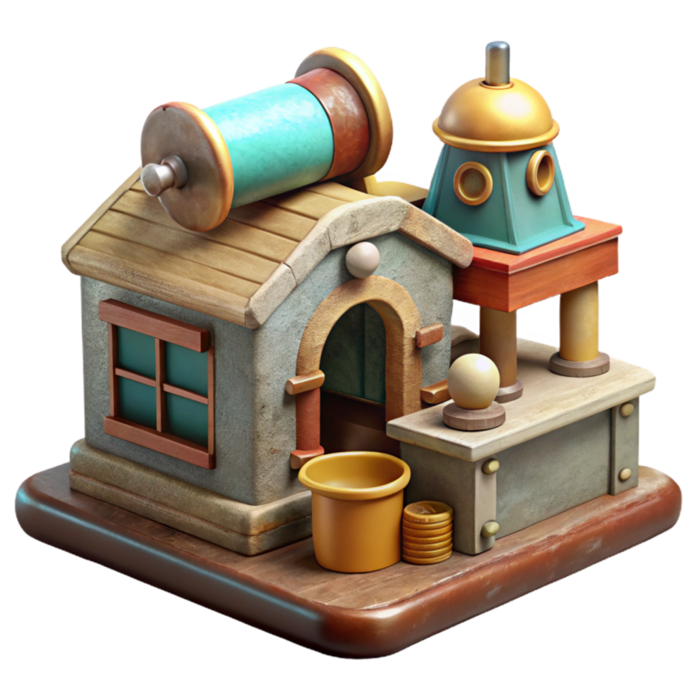 stunning classic Antique Toy Restoration Workshop Scene Cutout high quality png