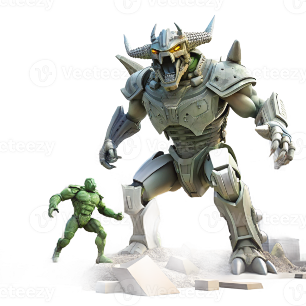 wonderful contemporary A Giant Robot Battling a Colossal Alien detailed png