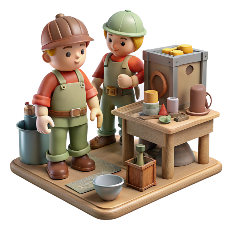 extraordinary contemporary Antique Toy Restoration Workshop Scene Cutout premium png