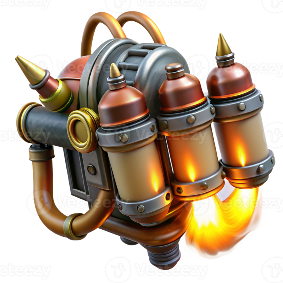 serene classic A Steampunk Jetpack with Intricate Pipes professional png