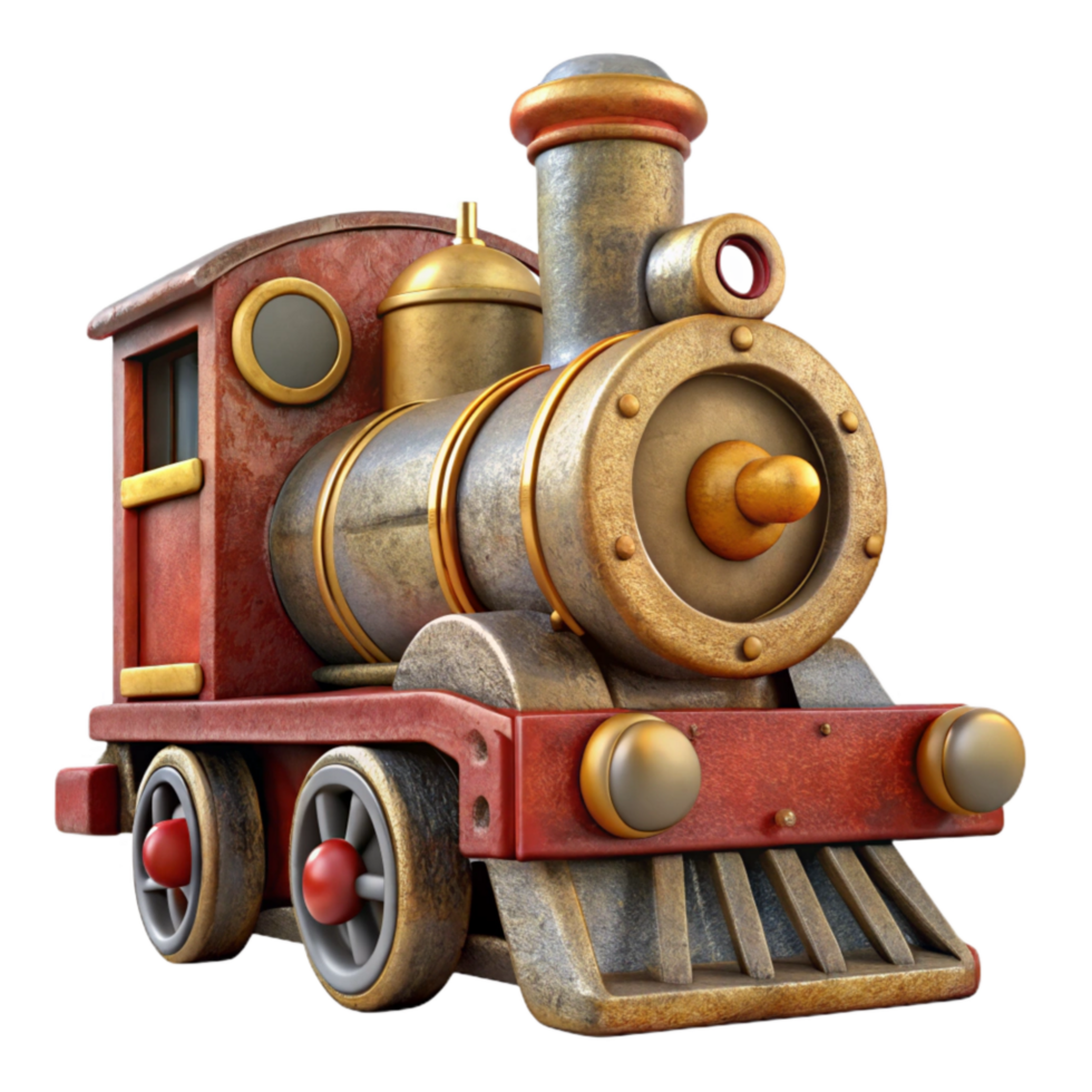 wonderful rustic Antique Toy Train Engine Front View Cutout genuine png