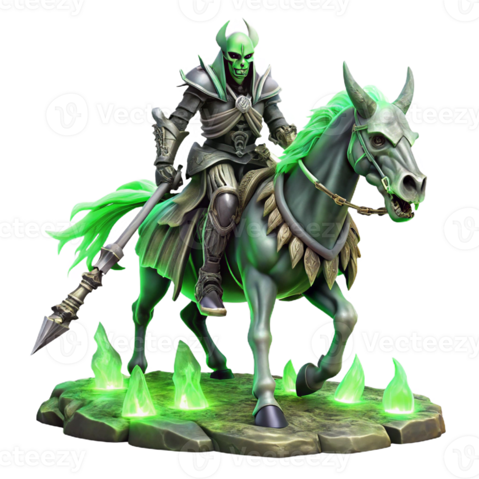 dramatic minimalist A Spectral Knight Riding a Skeletal War high resolution png