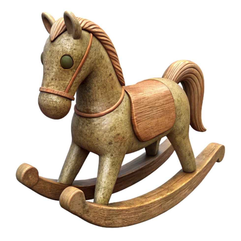 impressive artistic Antique Toy Wooden Horse Rocking Design Cutout detailed png