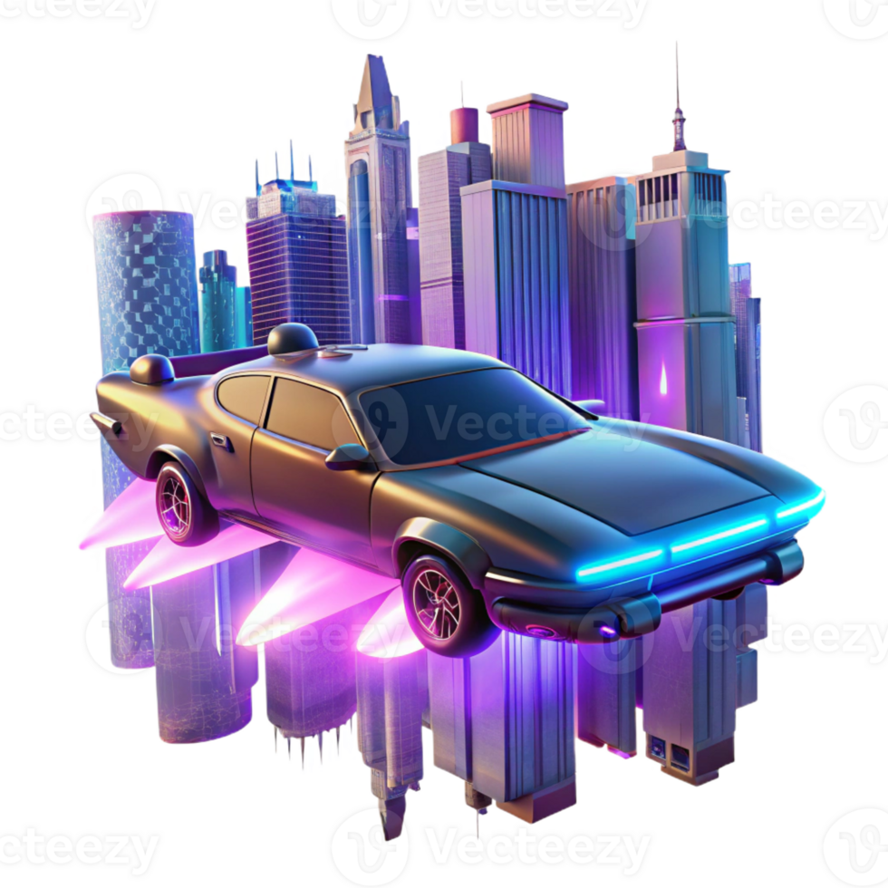 extraordinary creative A Futuristic Flying Car Soaring Above high resolution png