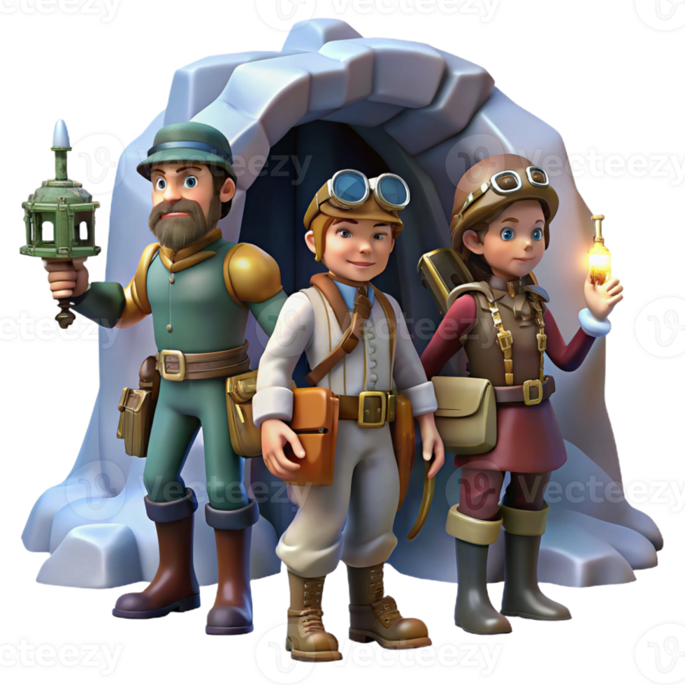 dramatic contemporary A Group of Steampunk Explorers Diverse Ch 4K png