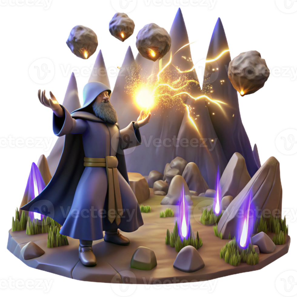 impressive modern A Powerful Wizard Summoning a Meteor Sh exclusive png
