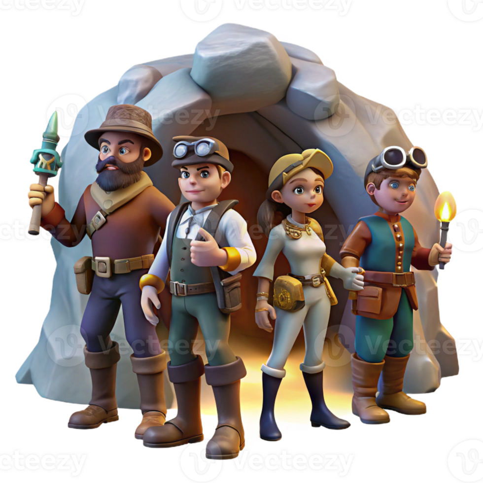 elegant traditional A Group of Steampunk Explorers Diverse Ch professional png