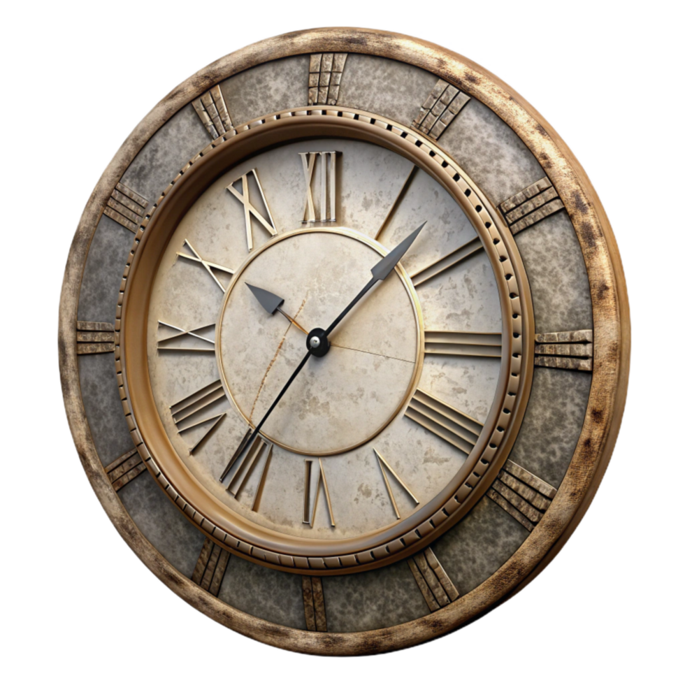 extraordinary vintage Antique Wall Clock Roman Numerals on Transparent Background original png