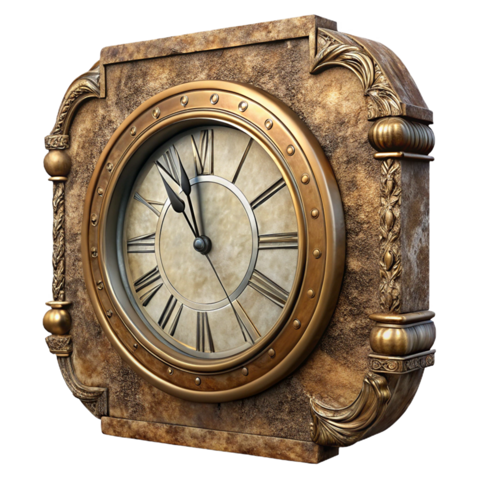 magnificent classic Antique Wall Clock Roman Numerals on Transparent Background high quality png