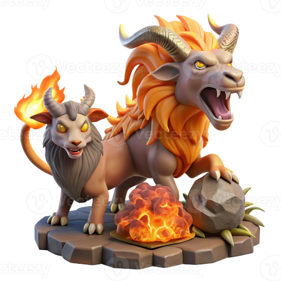 magnificent classic A Chimera a Fire Breathing Creature Wit high quality png
